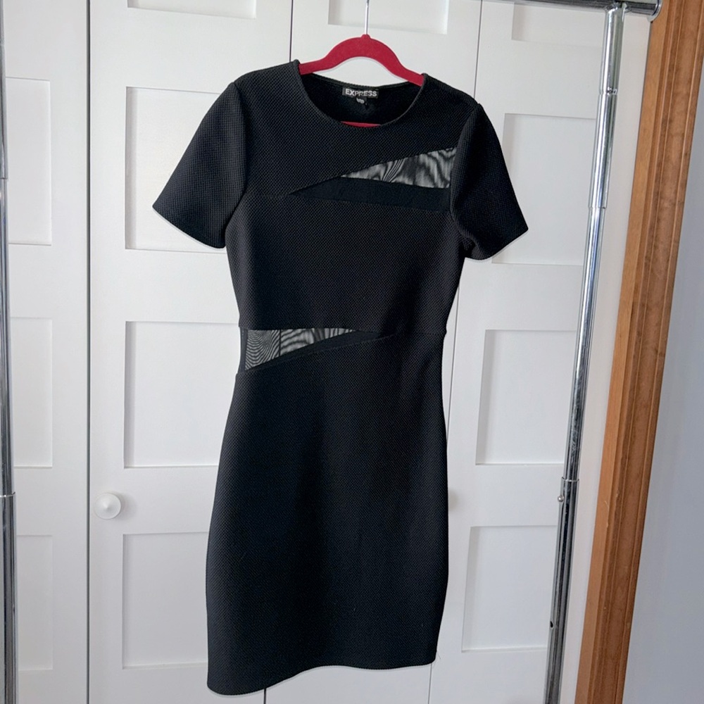 Express short sleeve black with mesh dress. Size 0